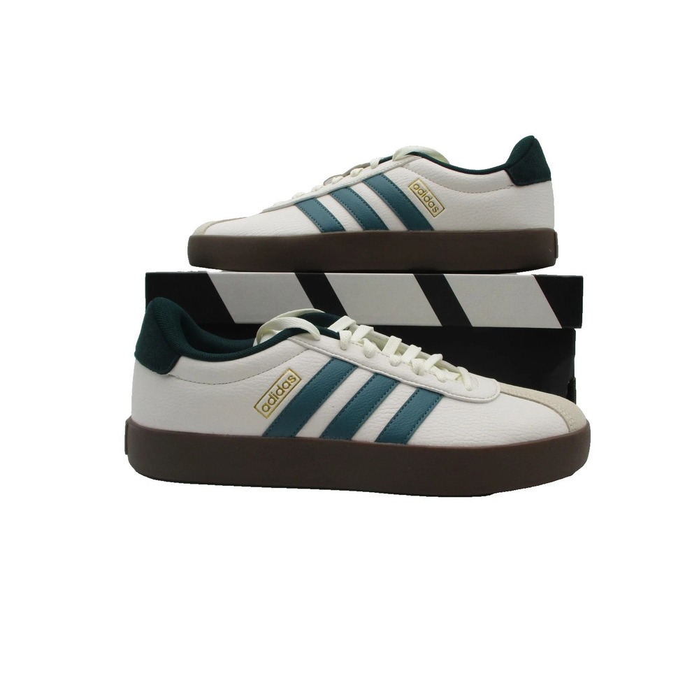 Adidas VL Court 3.0 Shoes White Green Teal Gum Sole Casual JR8635 Mens 13